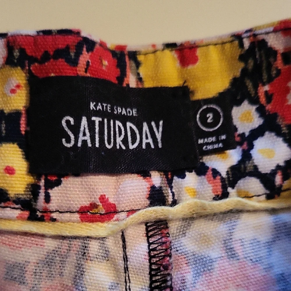 Kate Spade SATURDAY High Waist Red and Yellow Shorts Sz 2